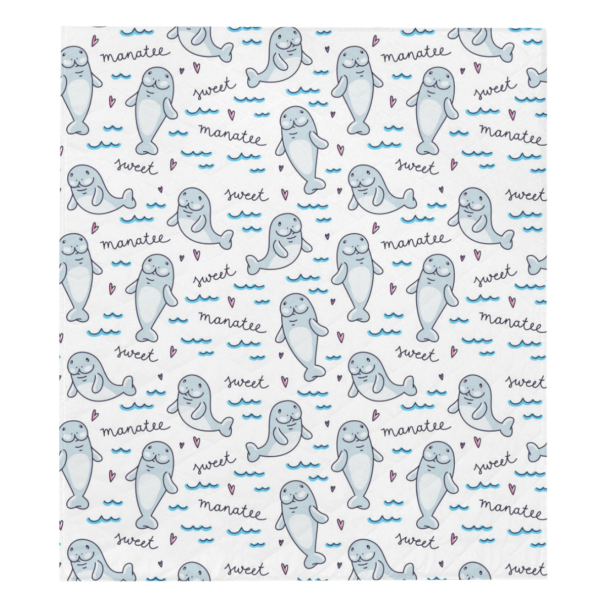 Manatee Baby Pattern Print Design 03 Premium Quilt