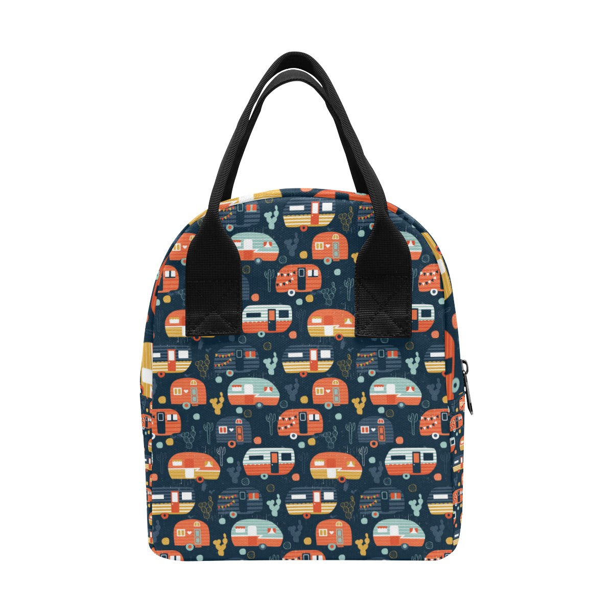 Camper Caravan Print Pattern Insulated Lunch Bag