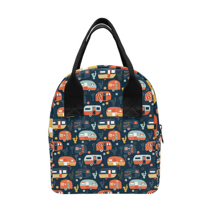 Camper Caravan Print Pattern Insulated Lunch Bag