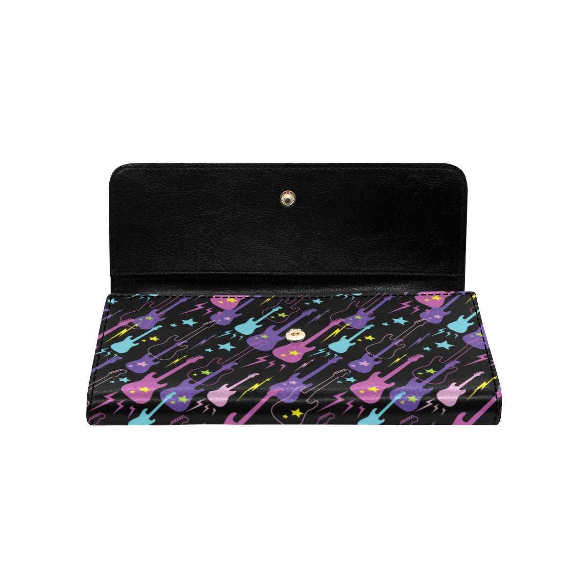 Electric Guitar Pattern Print Design 02 Women's Trifold Wallet