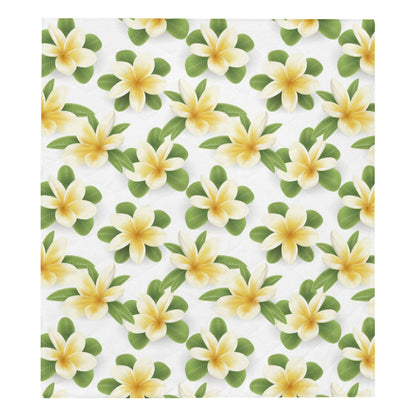 Yellow Plumeria Pattern Print Design PM012 Premium Quilt