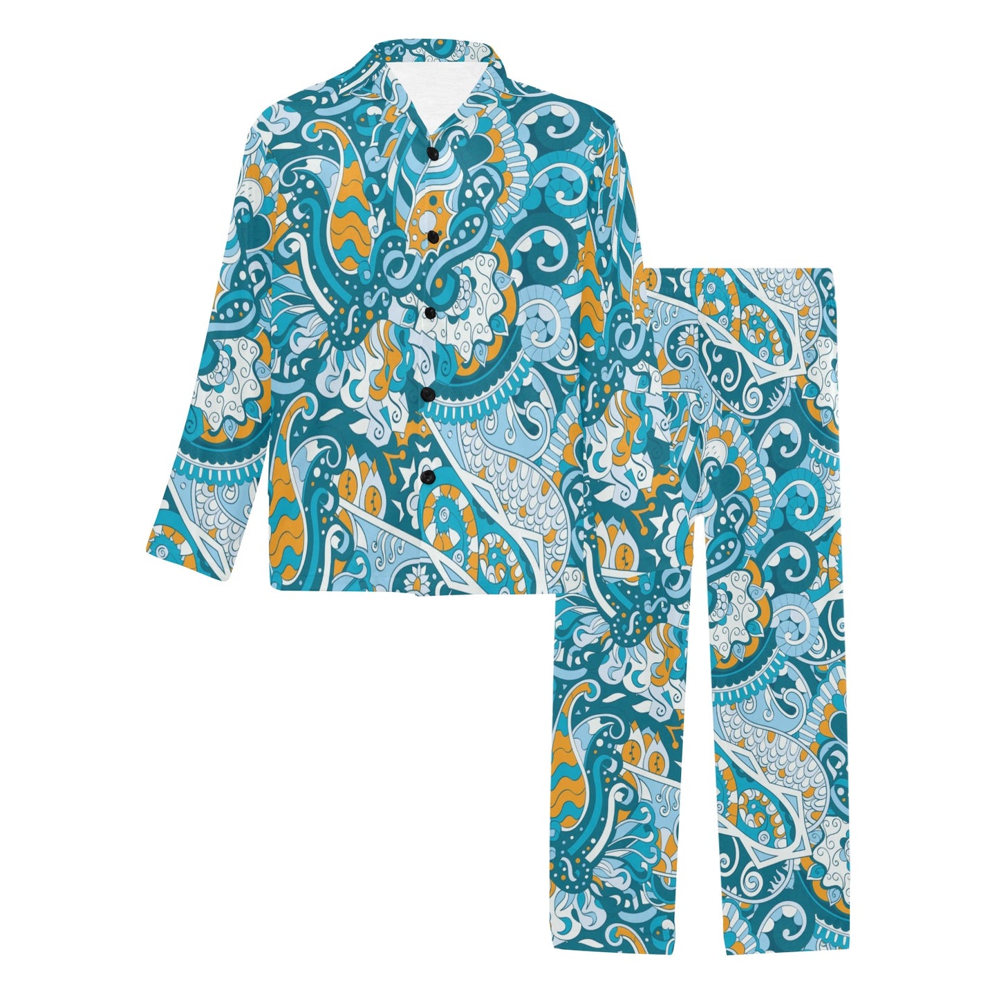 Funky Retro Pattern Print Design A03 Men's Long Pajama Set