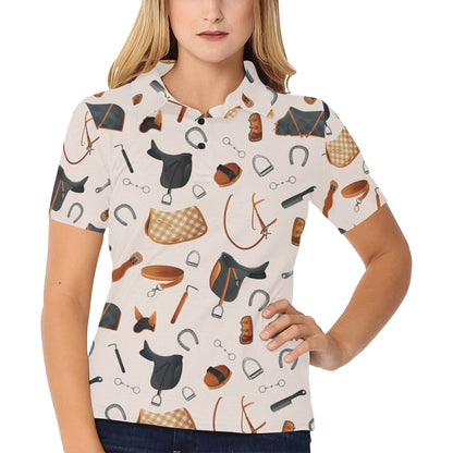 Equestrian Equipment Print Pattern Women's Polo Shirt