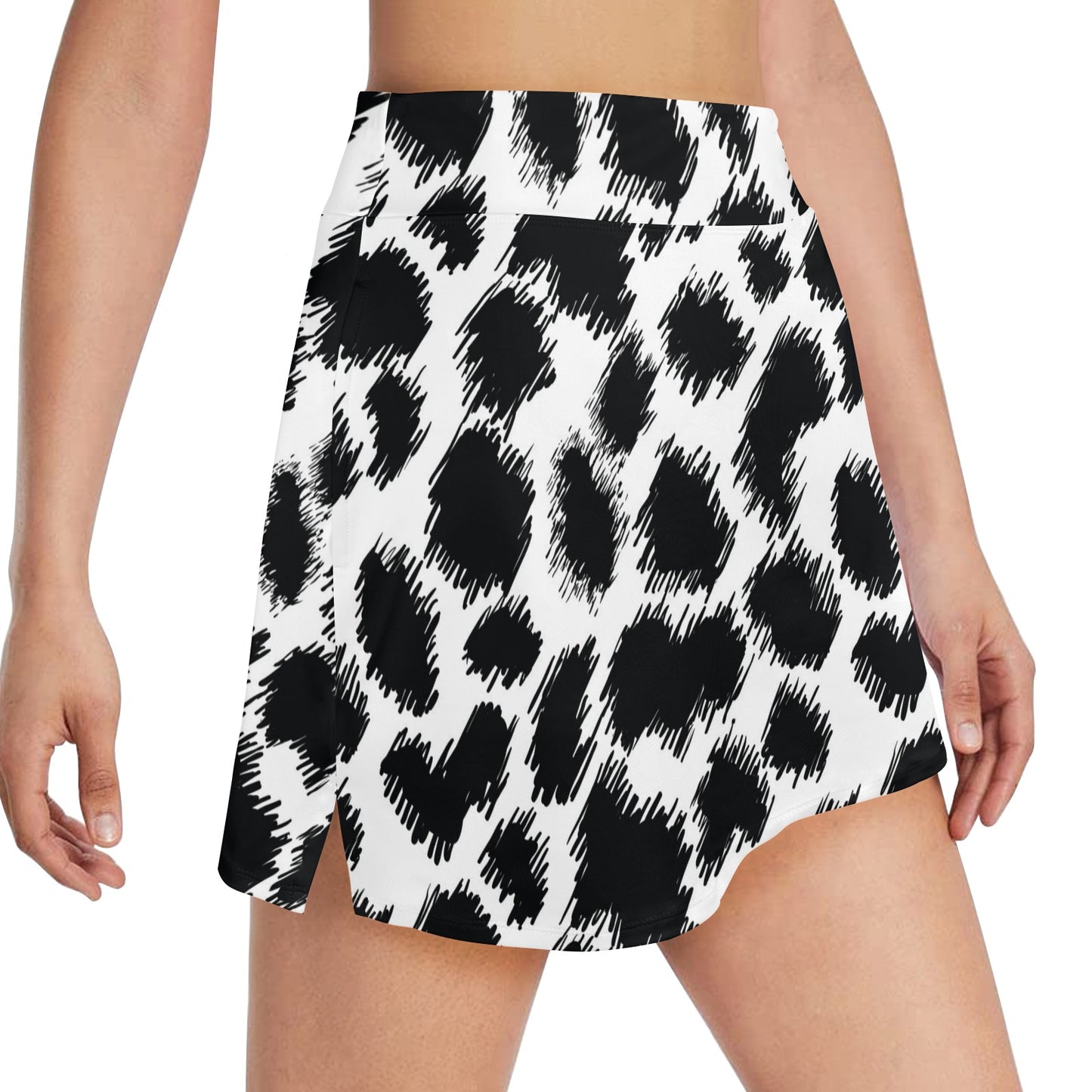 Cheetah Black Print Pattern 17" Golf & Pickleball Skort with Pockets