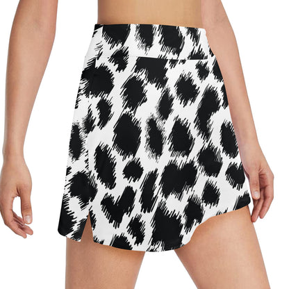 Cheetah Black Print Pattern 17" Golf & Pickleball Skort with Pockets