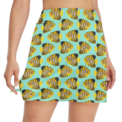 Angelfish Print Design LKS402 17" Golf & Pickleball Skort with Pockets