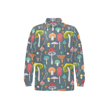 Mushroom Pattern Print Design A03 Long Sleeve Polo Shirt For Men's