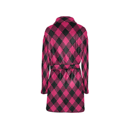 Buffalo check Pink Pattern Print Design 01 Women's Fleece Robe
