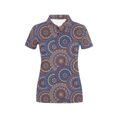 Mandala Boho Chic Design Print Women's Polo Shirt