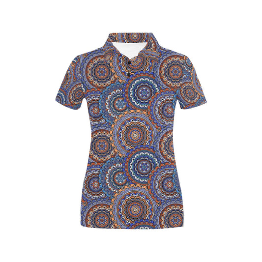 Mandala Boho Chic Design Print Women's Polo Shirt