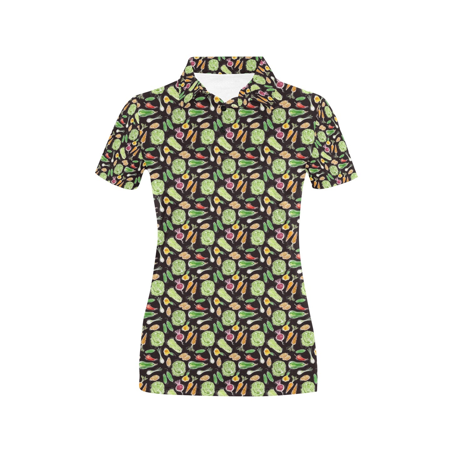 Vegan Draw Themed Design Print Women's Polo Shirt