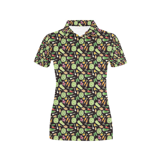 Vegan Draw Themed Design Print Women's Polo Shirt