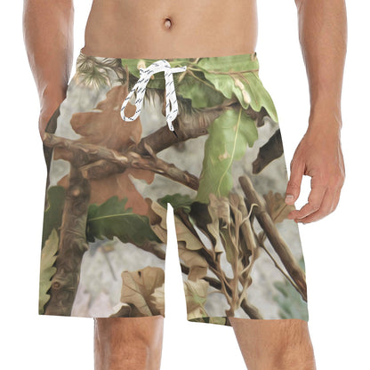 Camo Realistic Tree Forest Print Men's Swim Trunks Beach Shorts