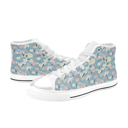 Water Lily Print Design LKS304 Men's High Top Canvas Shoes