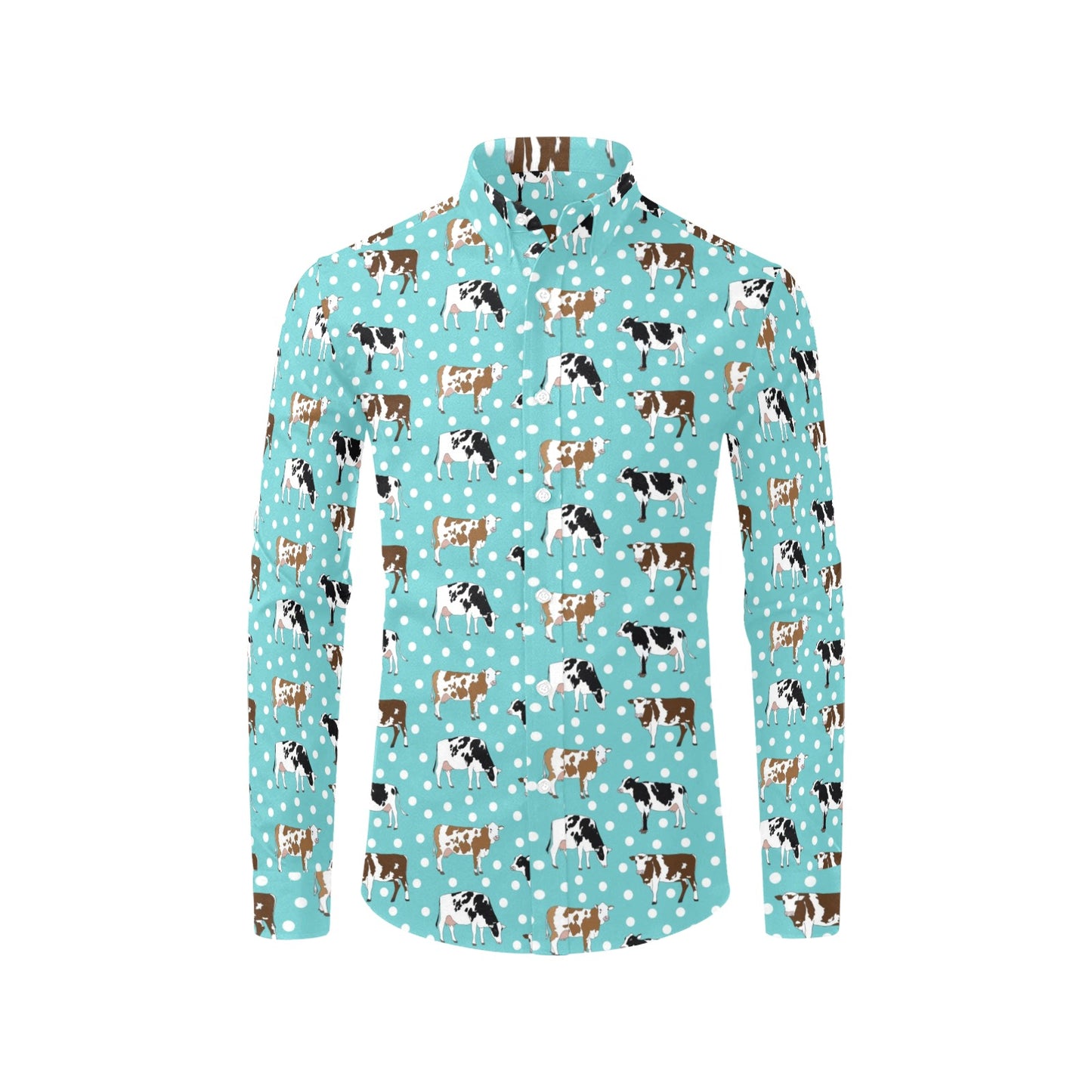 Cattle Print Design LKS405 Men's Long Sleeve Dress Shirt