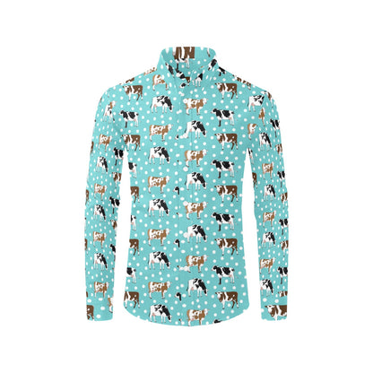 Cattle Print Design LKS405 Men's Long Sleeve Dress Shirt