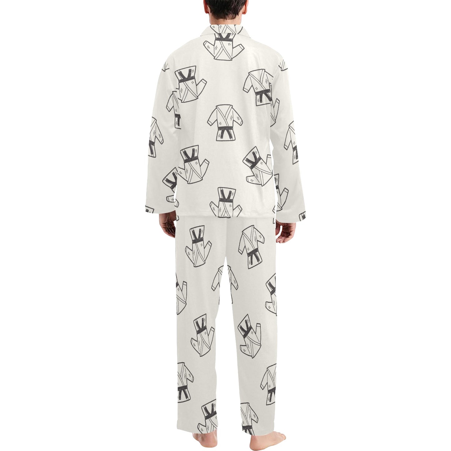 Karate Pattern Print Design 01 Men's Long Pajama Set