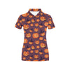 Halloween Pumpkin Pattern Print Design 03 Women's Polo Shirt