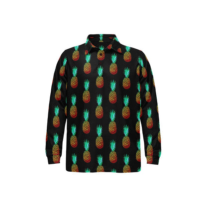 Pineapple Pattern Print Design A05 Long Sleeve Polo Shirt For Men's