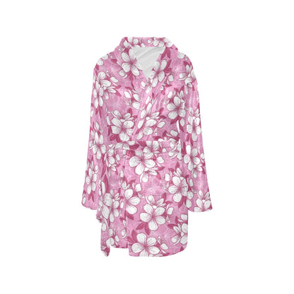 Cherry Blossom Pattern Print Design CB02 Women's Fleece Robe