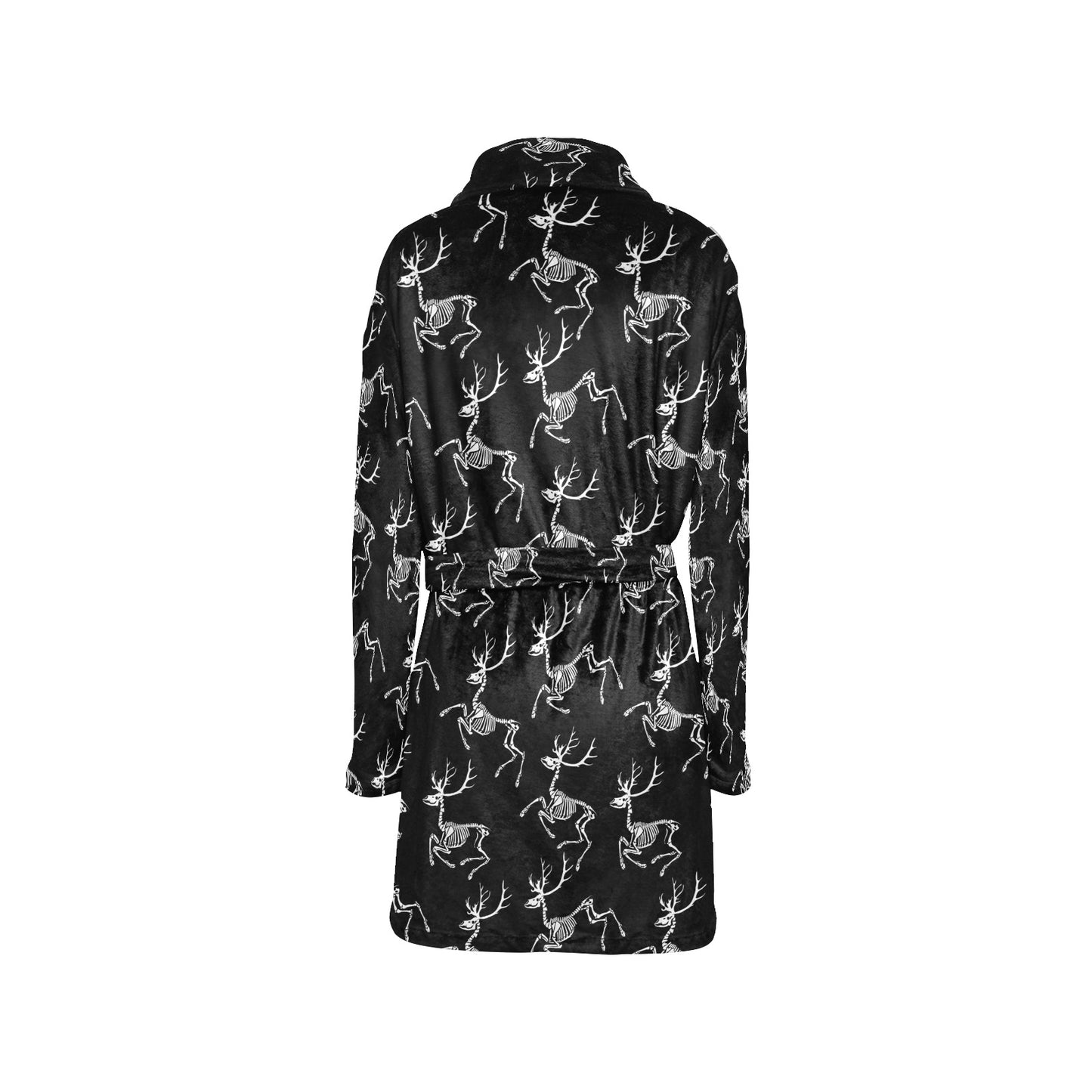 Deer Skeleton Print Pattern Women's Fleece Robe