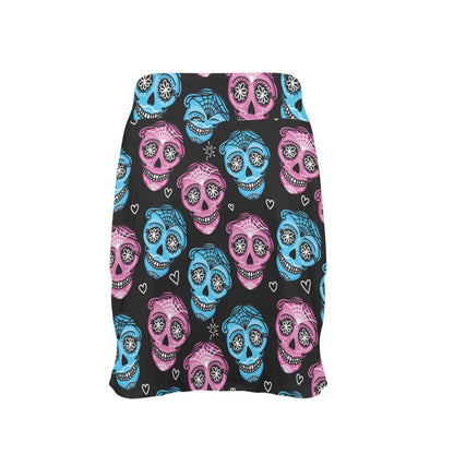 Day of the Dead Skull Print Pattern 17" Golf & Pickleball Skort with Pockets