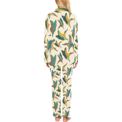 Kingfisher Pattern Print Design 02 Women's Long Pajama Set
