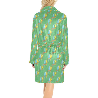 Budgerigar Pattern Print Design 01 Women's Fleece Robe