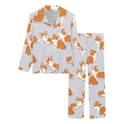 Pembroke Welsh Corgis Pattern Print Design A04 Women's Long Pajama Set
