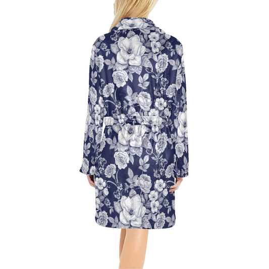 Floral Infrared Pattern Women's Fleece Robe