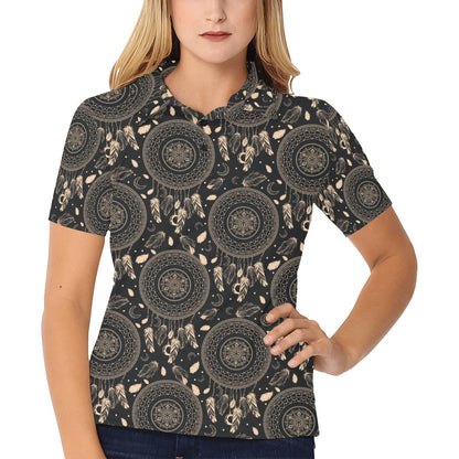 Dream Catcher Mandala Boho Moon Women's Polo Shirt
