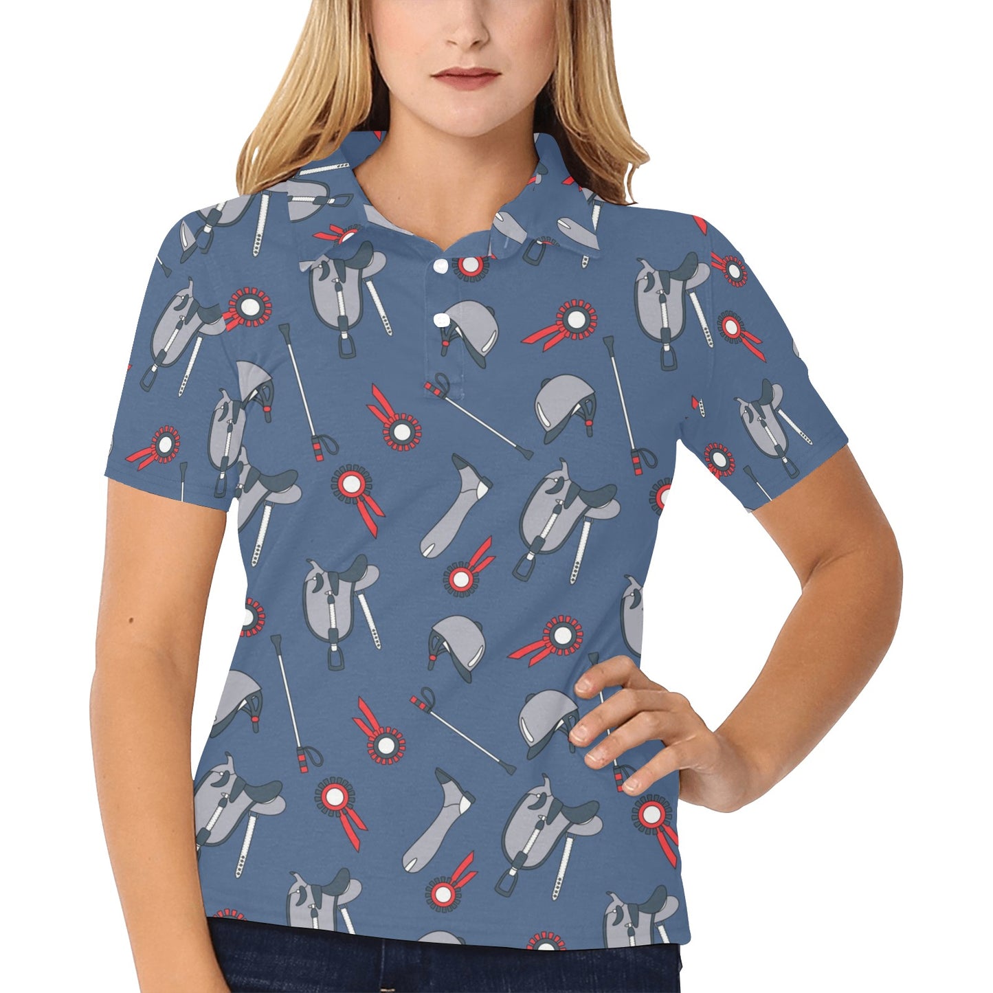 Equestrian Equipment Background Women's Polo Shirt