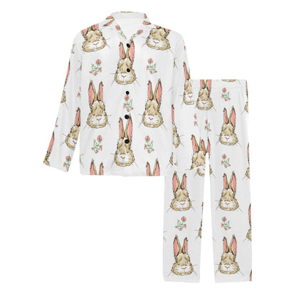 Rabbit Pattern Print Design RB09 Men's Long Pajama Set