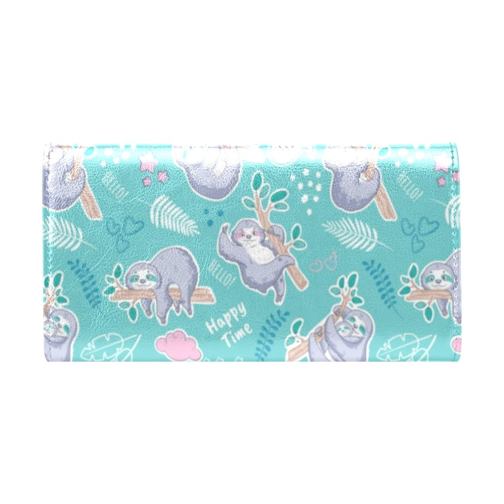 Sloth Print Design LKS309 Women's Trifold Wallet