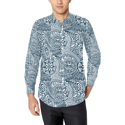 Samoan Pattern Print Design LKS306 Men's Long Sleeve Dress Shirt