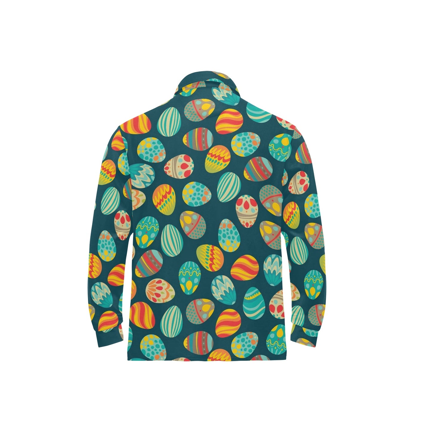 Easter Eggs Pattern Print Design RB09 Long Sleeve Polo Shirt For Men's