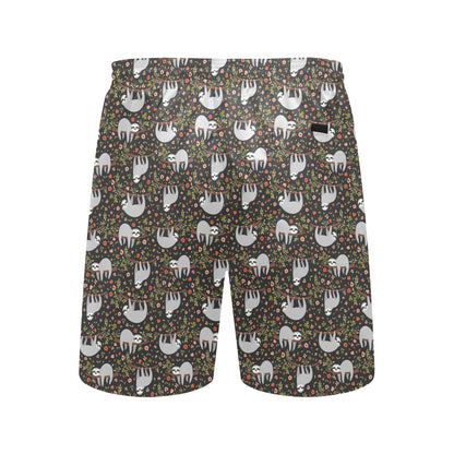 Sloth Cute Design Themed Print Men's Swim Trunks Beach Shorts