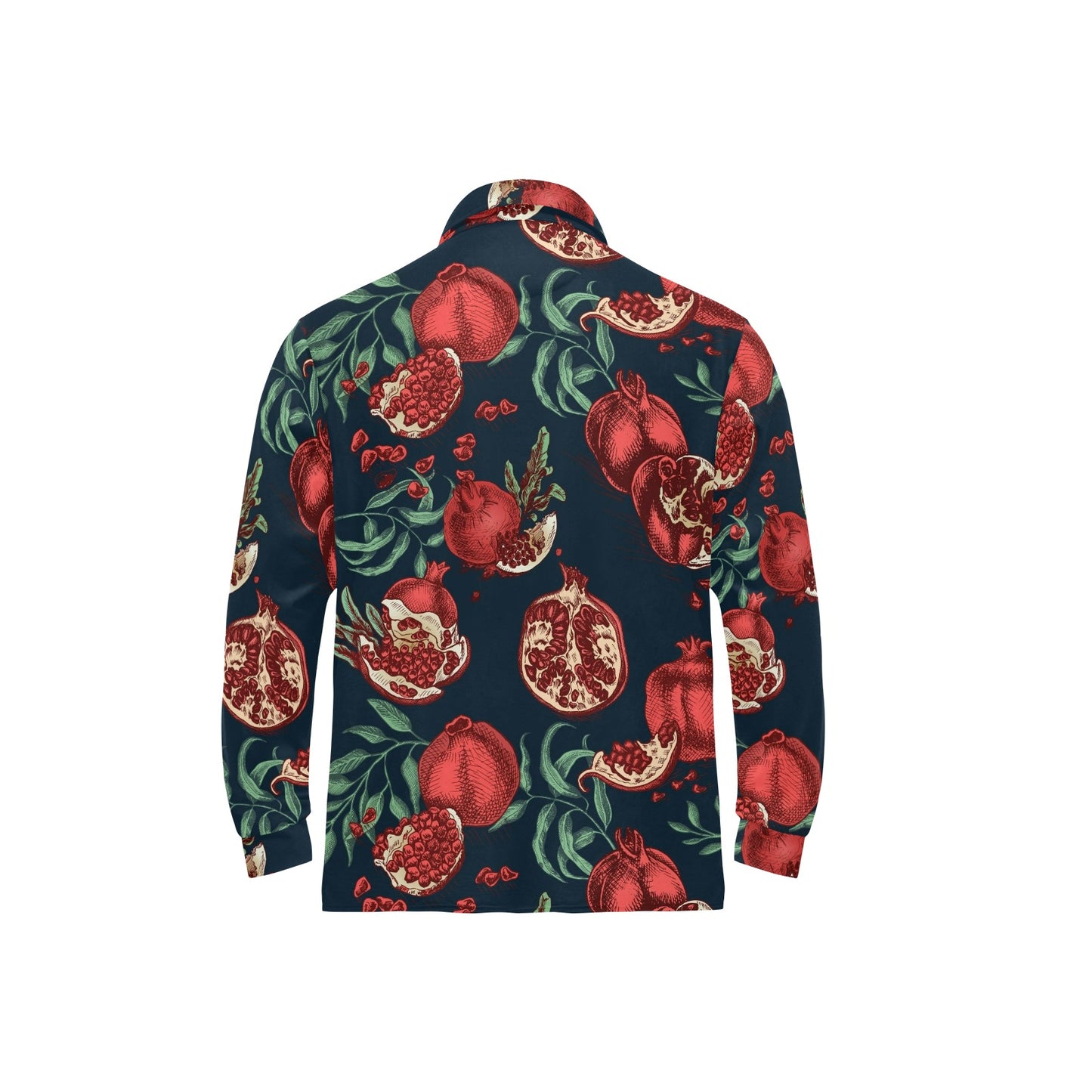 Pomegranate Pattern Print Design PG04 Long Sleeve Polo Shirt For Men's