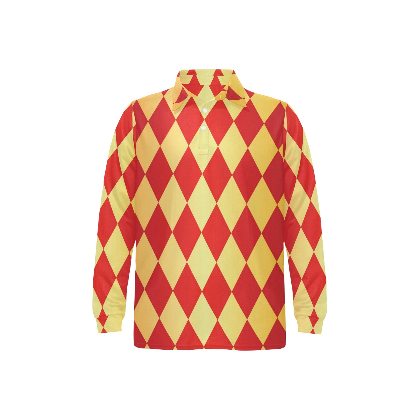 Harlequin Pattern Print Design 03 Long Sleeve Polo Shirt For Men's