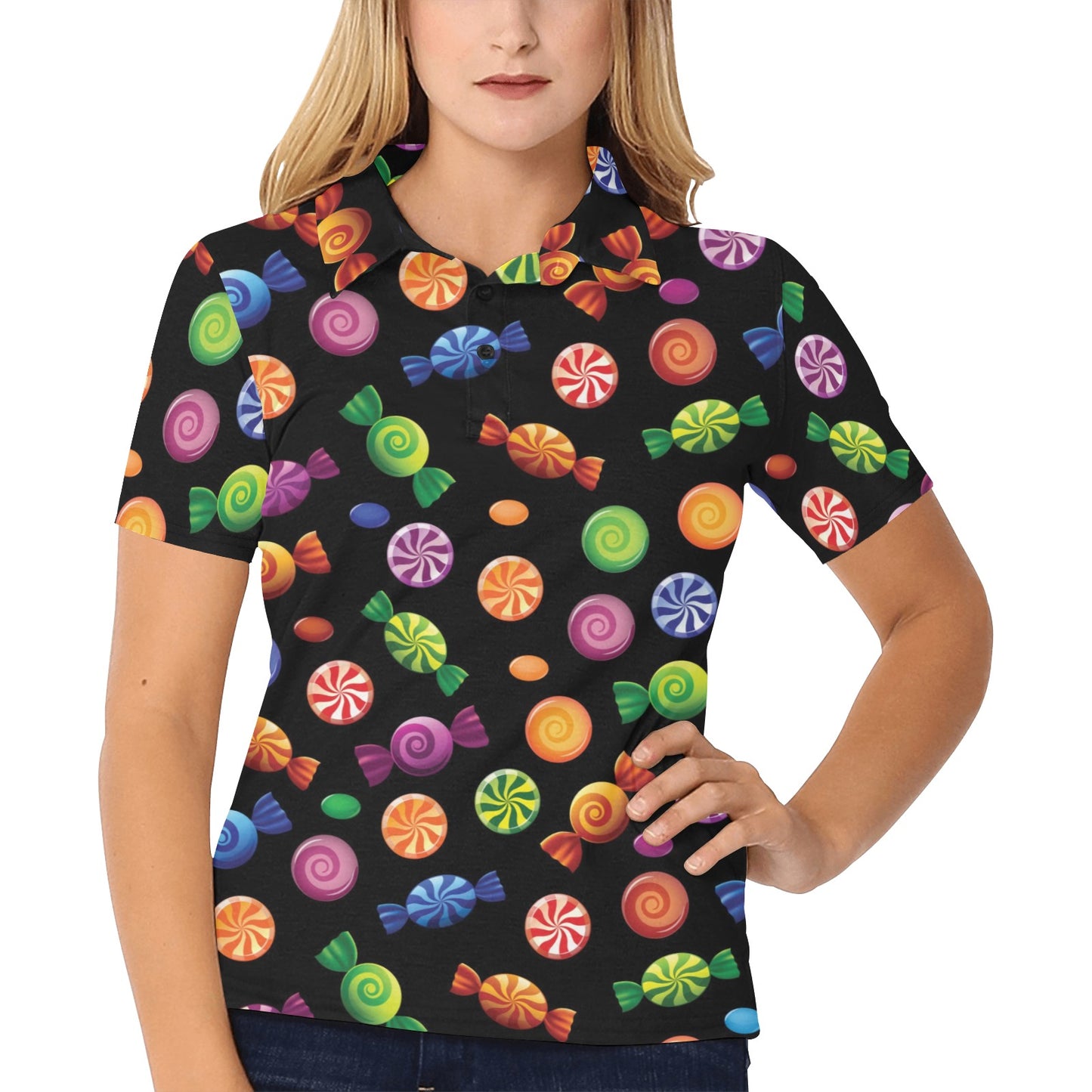 Candy Pattern Print Design 01 Women's Polo Shirt