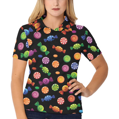Candy Pattern Print Design 01 Women's Polo Shirt