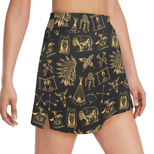 American indian Gold Style 17" Golf & Pickleball Skort with Pockets