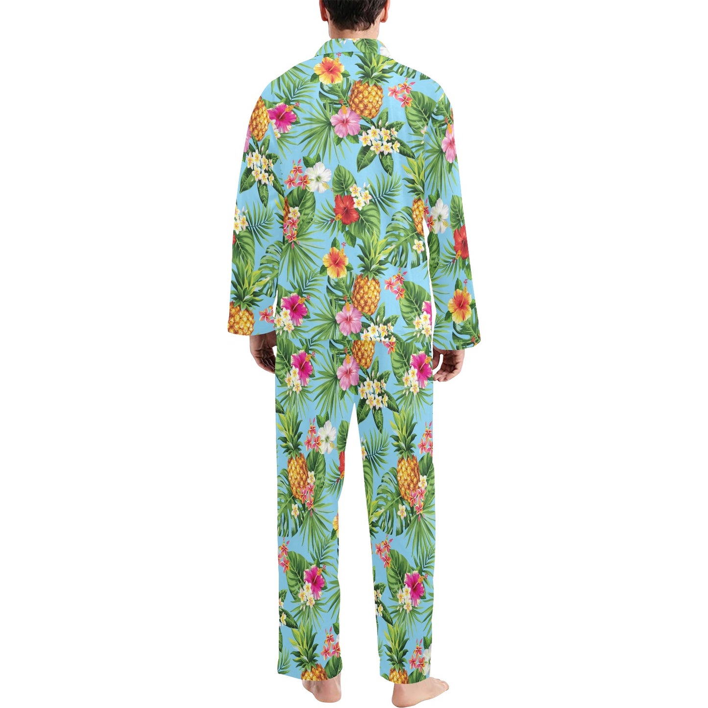 Pineapple Hawaiian flower Tropical Men's Long Pajama Set