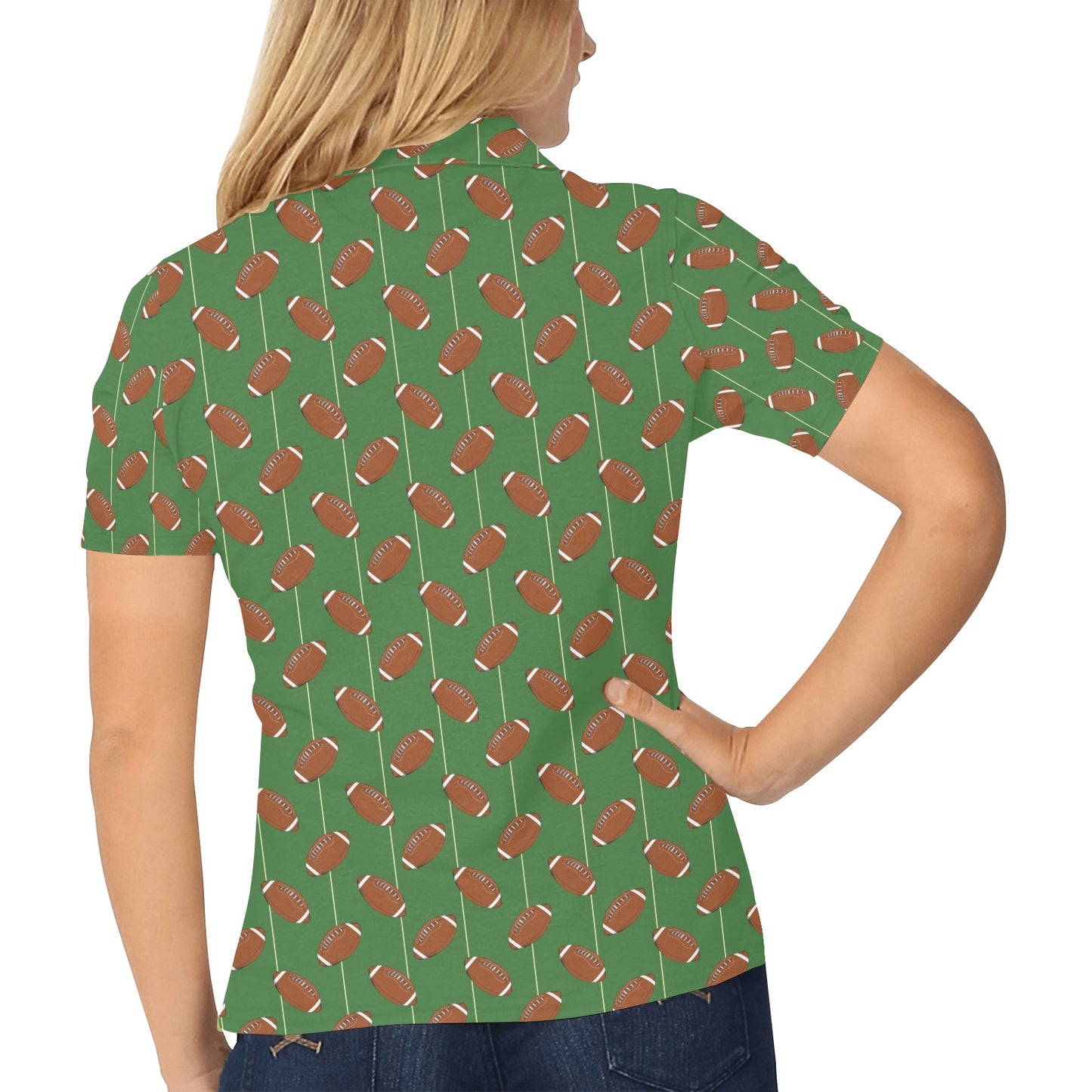 American Football on Field Themed Women's Polo Shirt