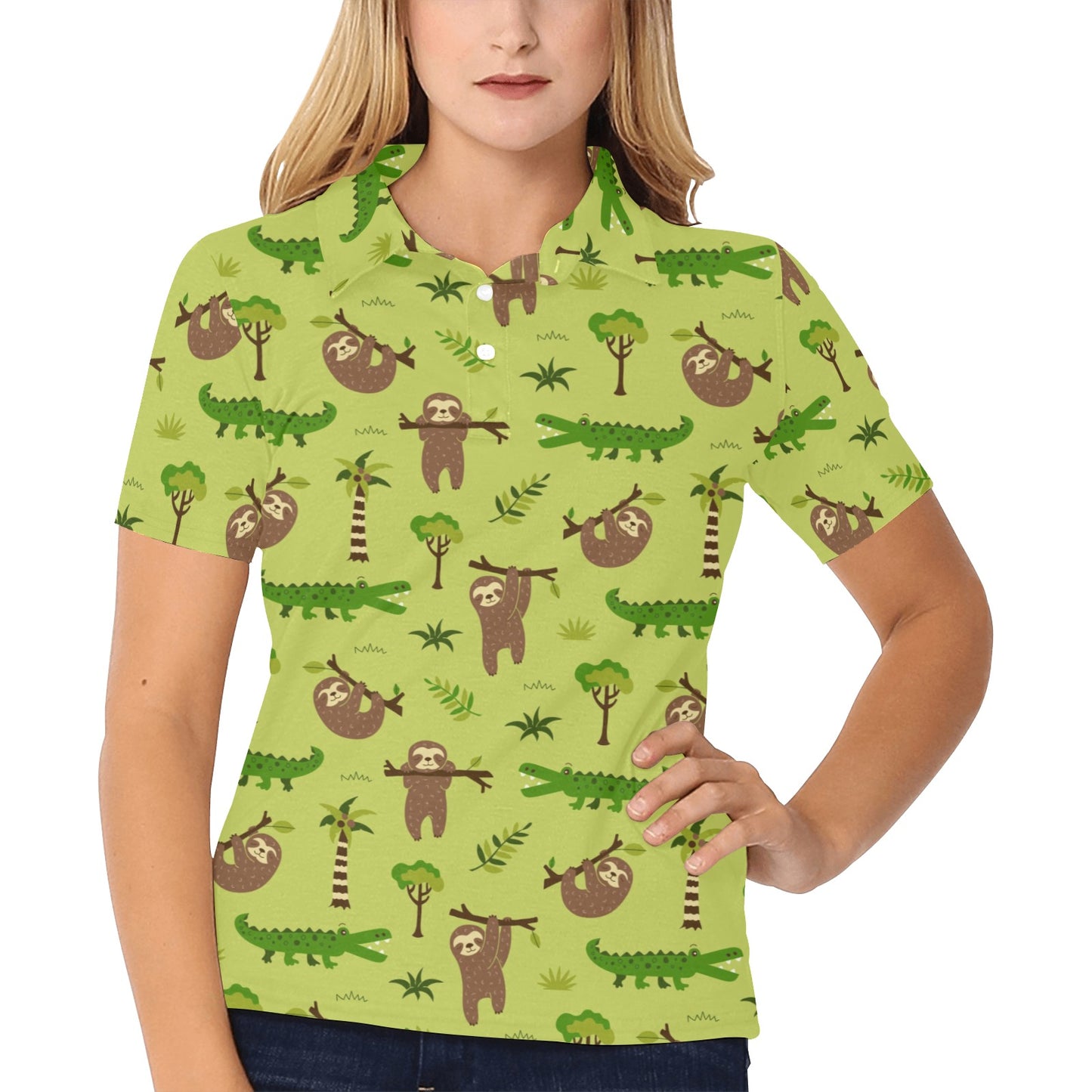 Alligator Pattern Print Design 04 Women's Polo Shirt