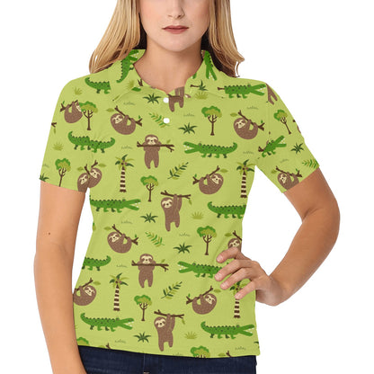 Alligator Pattern Print Design 04 Women's Polo Shirt