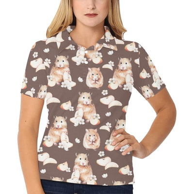 Hamster Pattern Print Design 03 Women's Polo Shirt