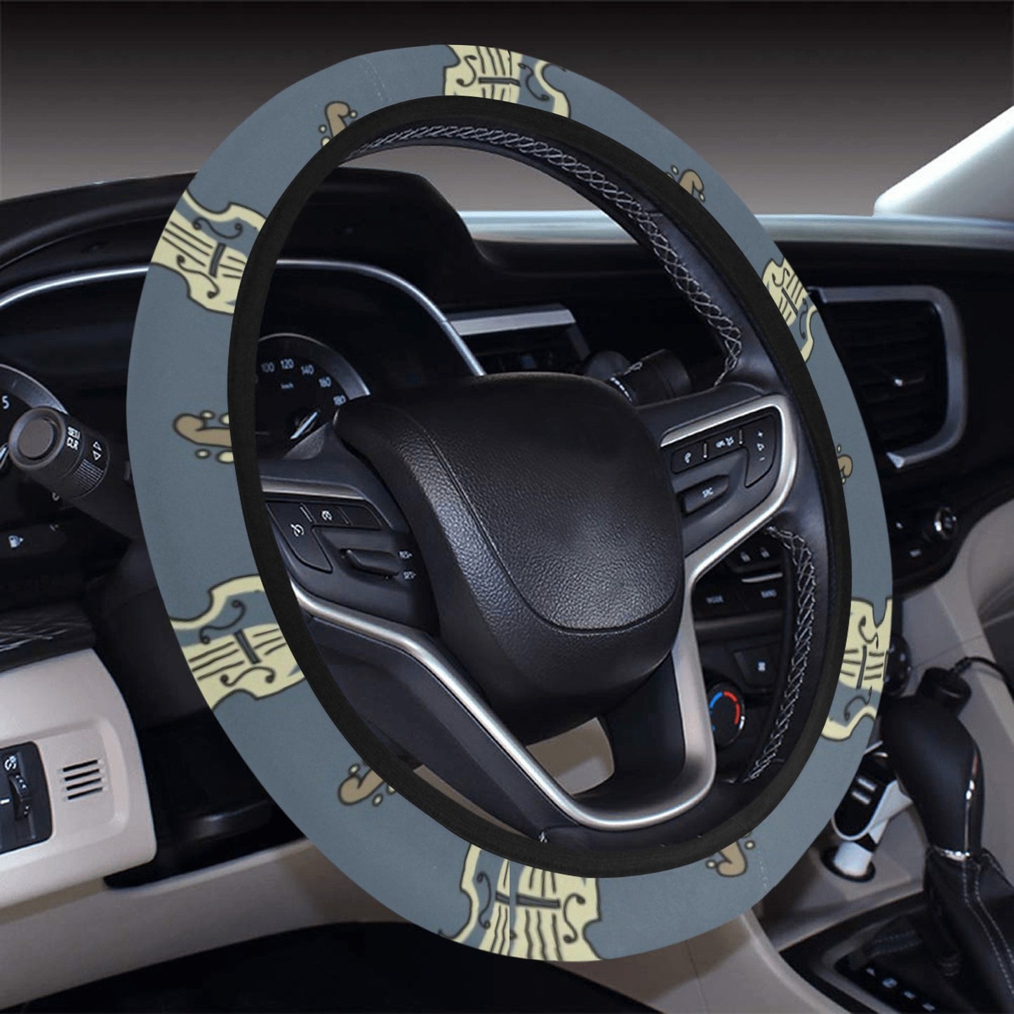 Violin Print Design LKS403 Steering Wheel Cover with Elastic Edge