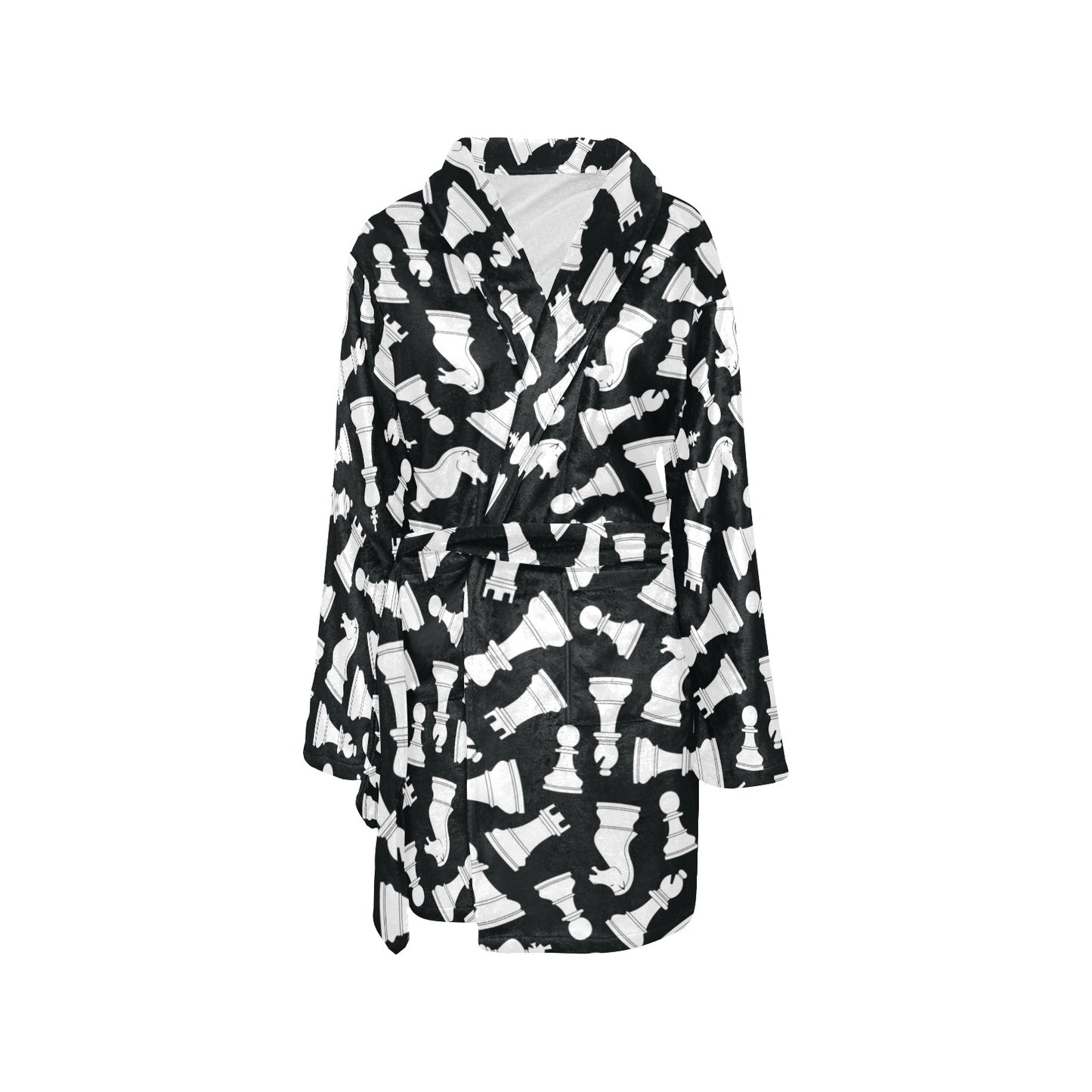 Chess Pattern Print Design 01 Women's Fleece Robe