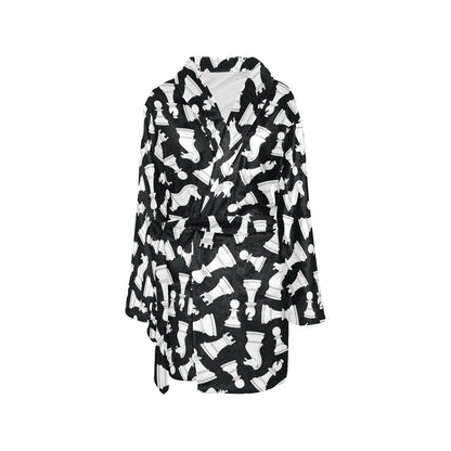 Chess Pattern Print Design 01 Women's Fleece Robe